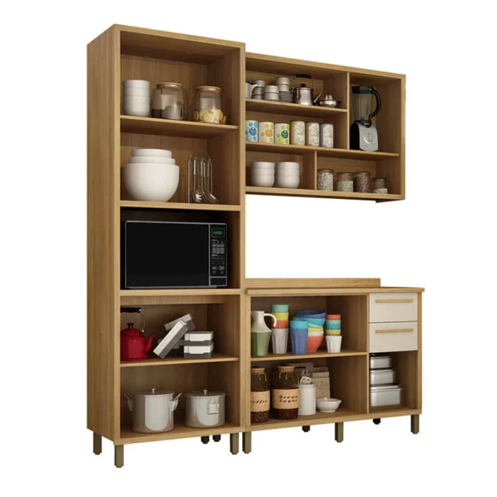 Cozinha Torino 3 Peças Paneleiro + Balcão + Aéreo Cinamomo/Off - Valdemoveis-rufer - Imagem 6