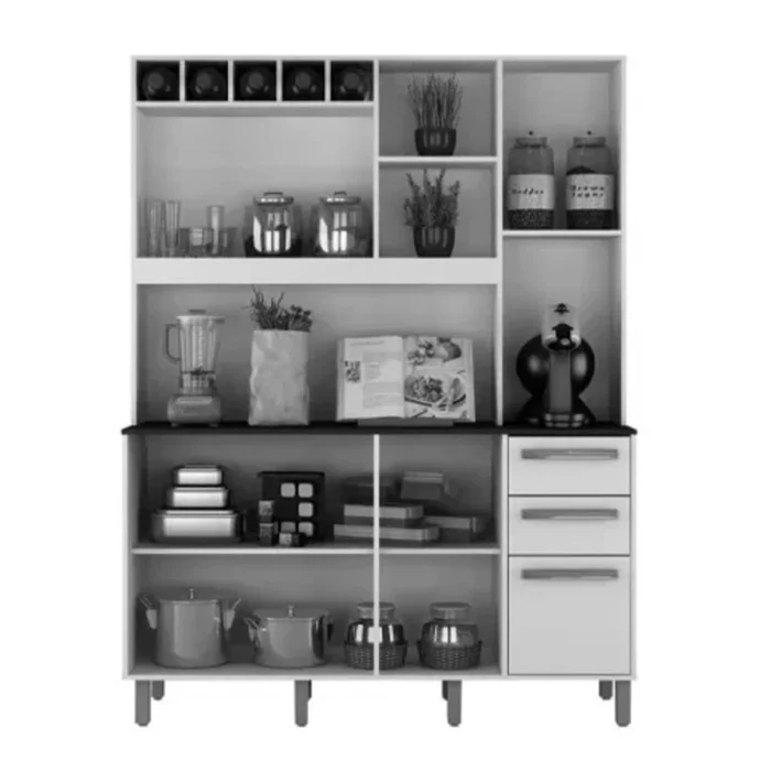 Armário de Cozinha Granada Cinamomo/Off White Larg. 1.46m Valdemoveis-rufer-lo - Imagem 3