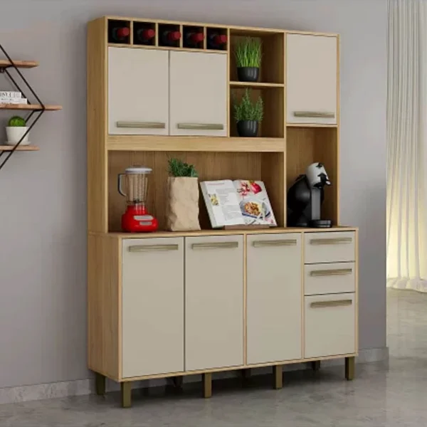 Armário de Cozinha Granada Cinamomo/Off White Larg. 1.46m Valdemoveis-rufer-lo