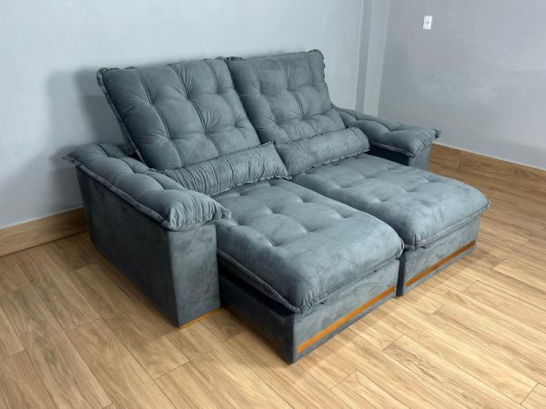 Sofá Retrátil e Reclinável Istambul 2.30m – Cinza Veludo(lord)
