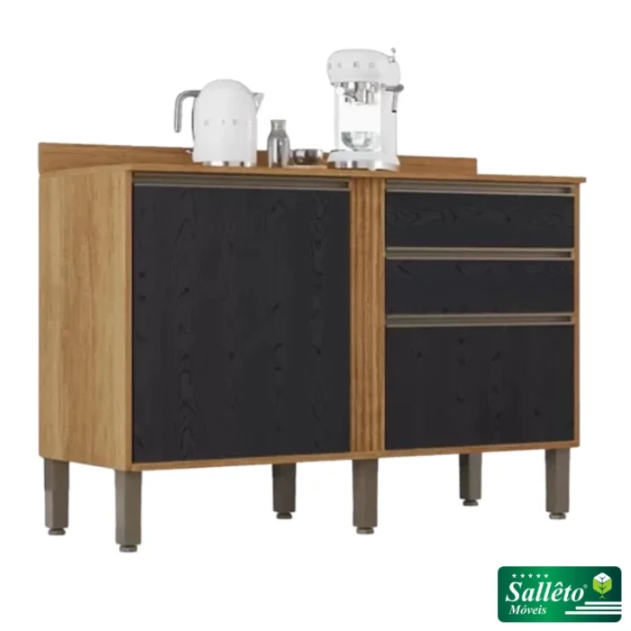 Balcão Cozinha Pérola 2 Portas 2 Gavetas Larg. 1.20m - Sallêto-rufer