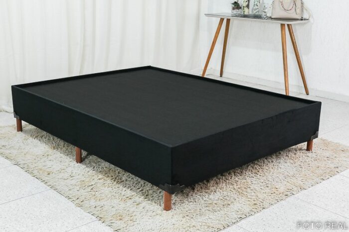 Base Box Casal Zeus 142x190x38 Sued Preto SE-rufer - Imagem 2