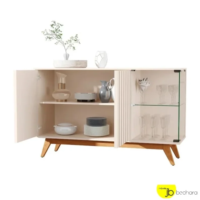 Buffet Açai Luxo Ripado com 3 Portas larg. 1.36m Off JB Bechara (rufer) - Imagem 3