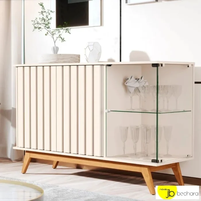 Buffet Açai Luxo Ripado com 3 Portas larg. 1.36m Off JB Bechara (rufer) - Imagem 4