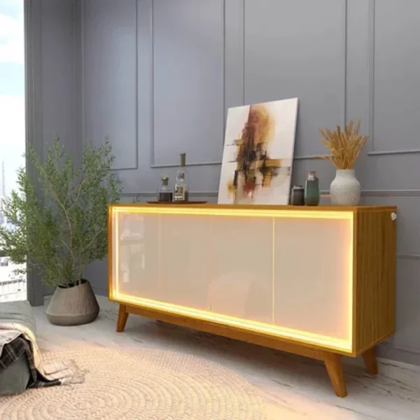Buffet Requinte com LED larg. 1.60m Naturale/Off White Gelius – RN