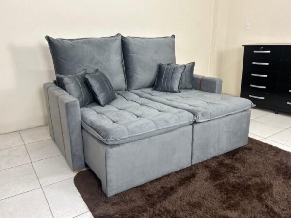 Sofá Cama Chicago Plus 1.80m – Cinza Veludo (lord)