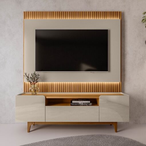 Painel até 70″ São Paulo 1.8 + Rack Orlando Tauari/Off White – LINEA BRASIL (total)
