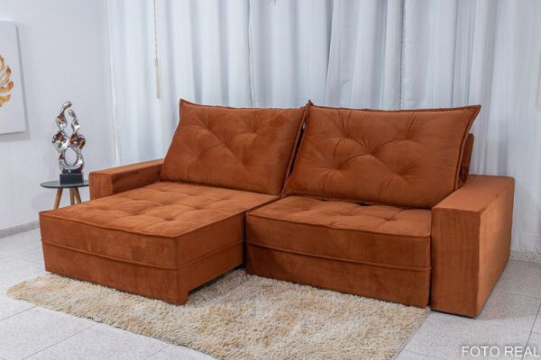 Sofá Retrátil Reclinável Berlim 2.90m Ferrugem 821 - D33 e Molas Ensacadas