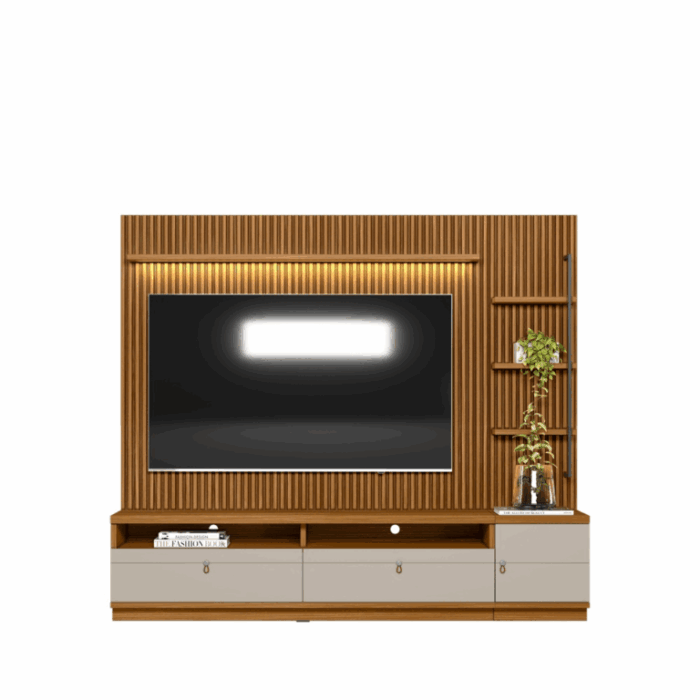 Painel até 75″ + Rack + Módulo Lateral Ouro Preto Nature/Off White – LINEA BRASIL (total) - Imagem 5