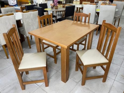 Mesa Eco Laminada 1.10m Com 4 Cadeiras Viena – Avelã-lord