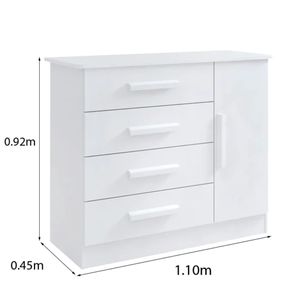 Cômoda Firenze Branco 4 Gavetas e Sapateira Larg. 1.10m - D Doro-rufe