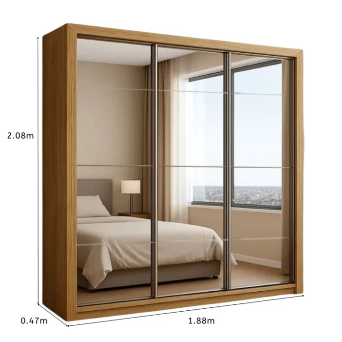 .Guarda-Roupa Veneza Premium Larg. 1.88m 3 Portas C/ 3 Espelho 4 Gavetas  Carioca(rf-tt). - Imagem 5