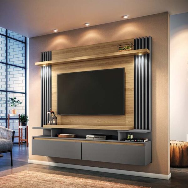 Home Suspenso Cosmo para TVs até 55″ Freijó/Cinza-total