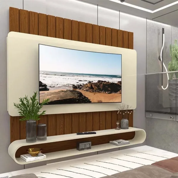 Home Suspenso Prime Castanho/Off Ripado TV até 75 Polegadas Larg. 1.83m - Gelius-rufer