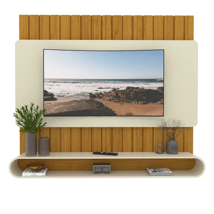 Home Suspenso Prime Castanho/Off Ripado TV até 75 Polegadas Larg. 1.83m - Gelius-rufer - Imagem 5
