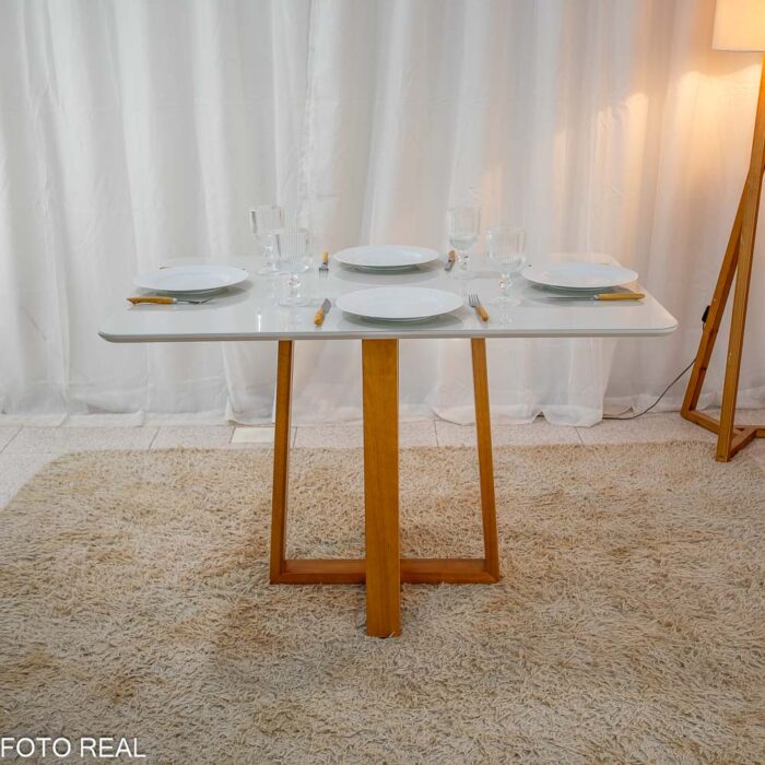 Mesa Pedro Mel Vidro OFF 120×80 4 Cadeiras Genova Veludo Prata 514 Madeira Maciça Art Assento - Entregue Montada(rufer) - Imagem 6