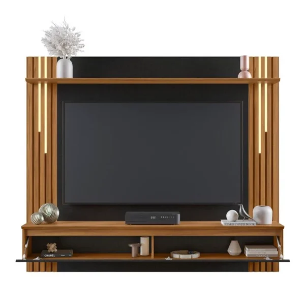 Painel NT 1345 Preto/Freijó Ripado C/ Led TV até 65 Polegadas Larg. 1.80m - Notável-rufer
