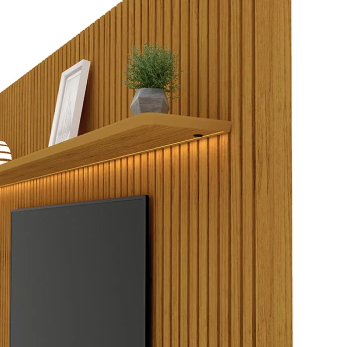 Rack Requinte Naturale/off Larg. 1.72m + Painel Nobre Naturale Ripado C/ Led 100% MDF TV até 85 Polegadas Larg. 1.85m - Gelius-rufer-total - Imagem 6