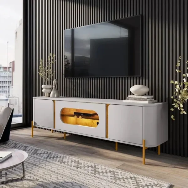 Rack Bancada Juquehy Off/Nature C/LED TV até 75 Polegadas Larg. 1.80m - Bechara-rufer