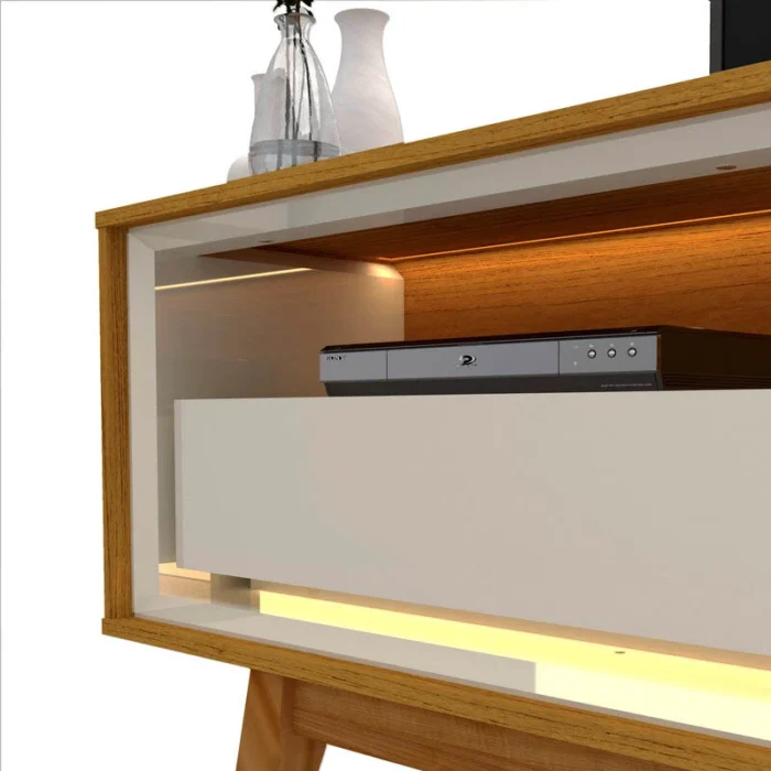 Rack Requinte Naturale/off Larg. 1.72m + Painel Nobre Naturale Ripado C/ Led 100% MDF TV até 85 Polegadas Larg. 1.85m - Gelius-rufer-total - Imagem 9