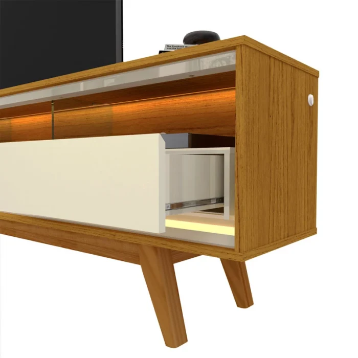 Rack Requinte Naturale/off C/ Led 100% MDF TV até 75 Polega ruferdas Larg. 2.12m - - Imagem 3
