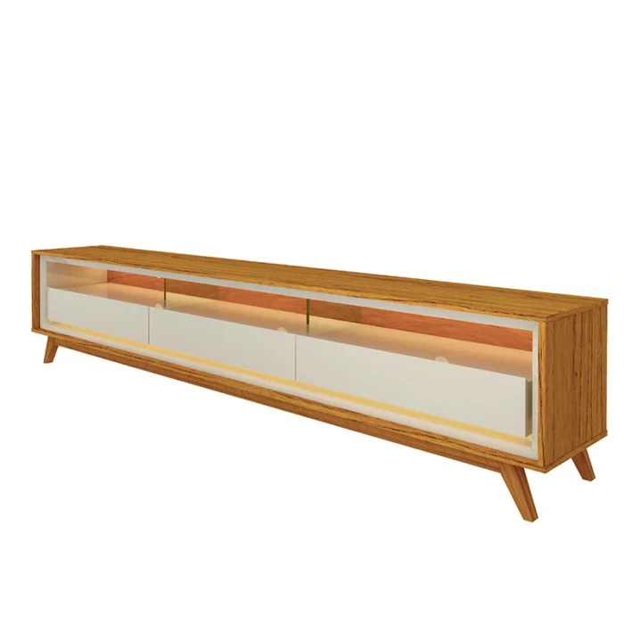 Rack Requinte Naturale/off C/ Led 100% MDF TV até 75 Polega ruferdas Larg. 2.12m - - Imagem 6