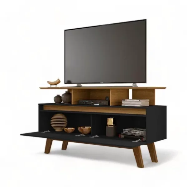 Rack Bancada Rubi Cinamomo/Preto TV até 50 Polegadas Larg. 1.20m - Bechara-rufer