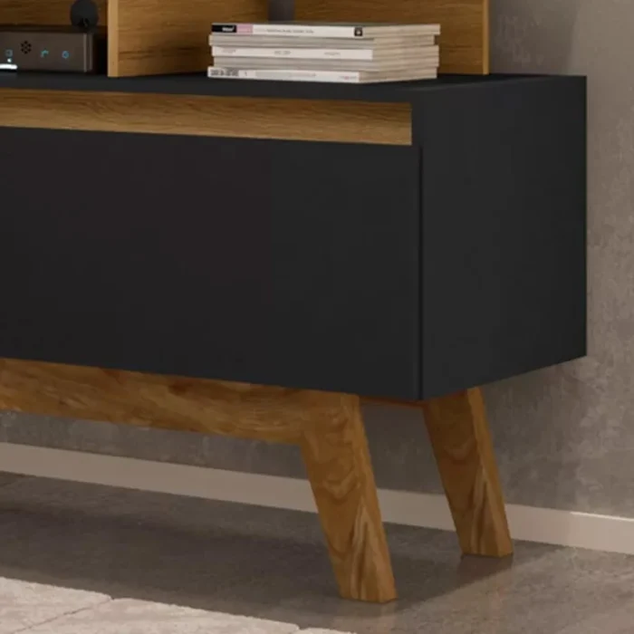 Rack Bancada Rubi Cinamomo/Preto TV até 50 Polegadas Larg. 1.20m - Bechara-rufer - Imagem 4