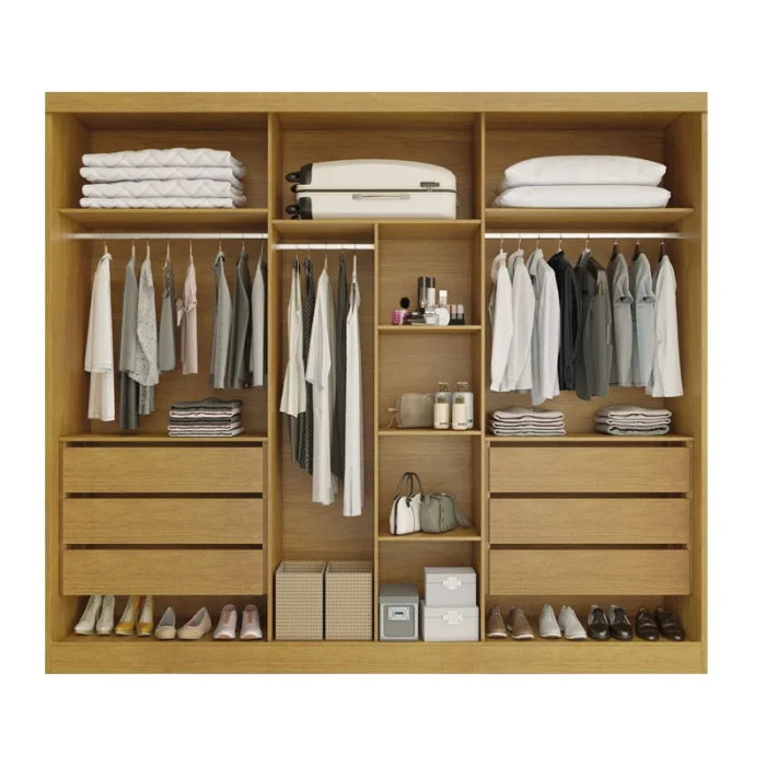 Roupeiro Alvorada 6 Portas larg. 2.70m 100% MDF Nature/Off - Bianchi(rufer) - Imagem 2