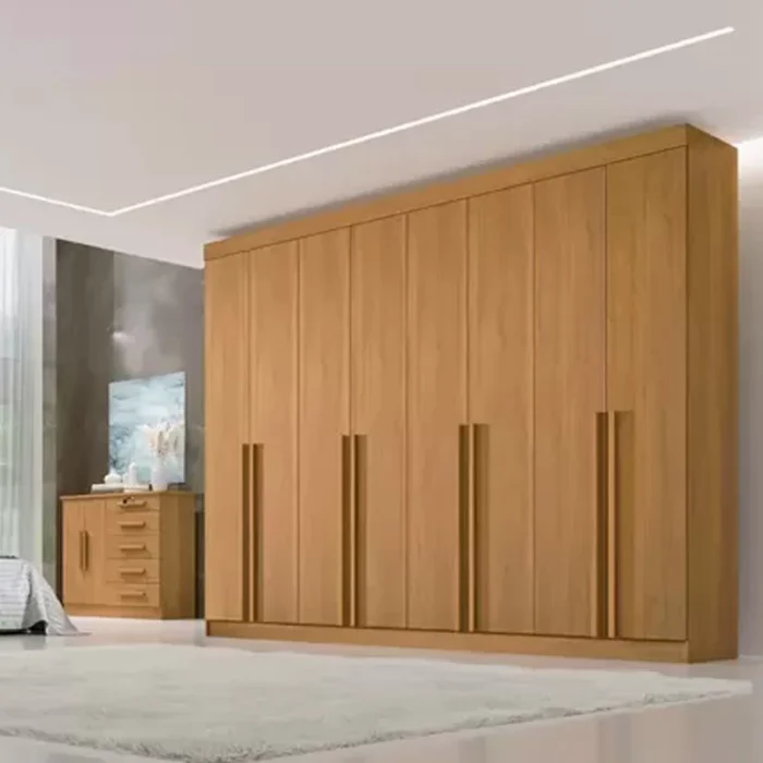 .Roupeiro Casal Daymond  8 Portas 8 Gavetas Detalhe Ripado 100% MDF Larg. 2.75m - D' Doro-(ruffer). - Imagem 4