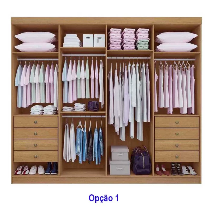 Roupeiro Casal Daymond Cinamomo/Off 8 Portas 8 Gavetas Detalhe Ripado 100% MDF Larg. 2.75m - D' Doro-rufer - Imagem 3