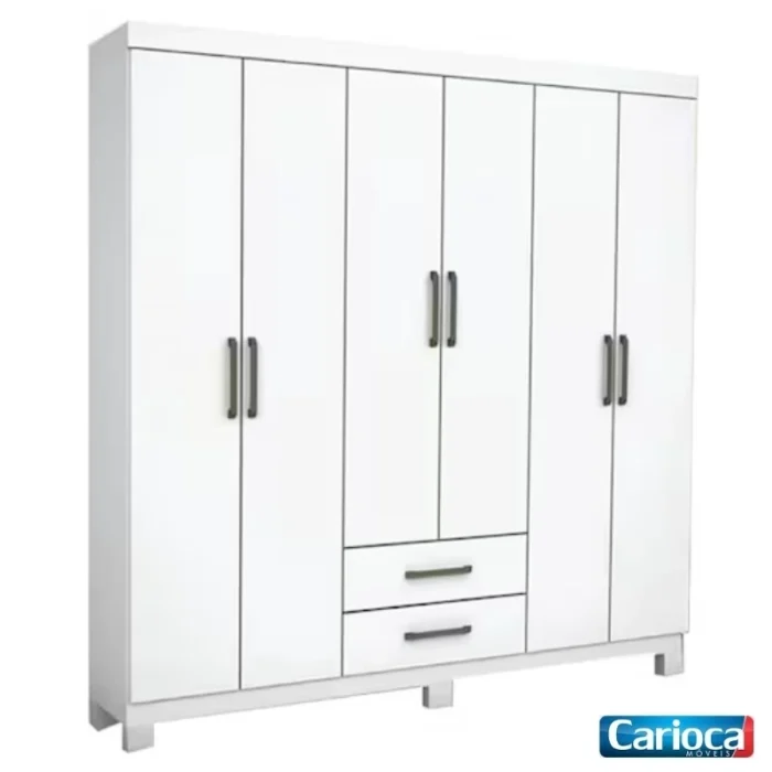 Roupeiro Áries Larg. 1.53m 6 Portas 2 Gavetas Carioca – RUF
