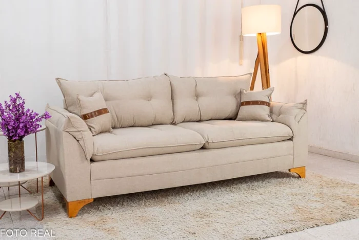 Sofá 3 lugares Creta 2.00m – Cinza ou bege Linho-lord-rufer - Imagem 7