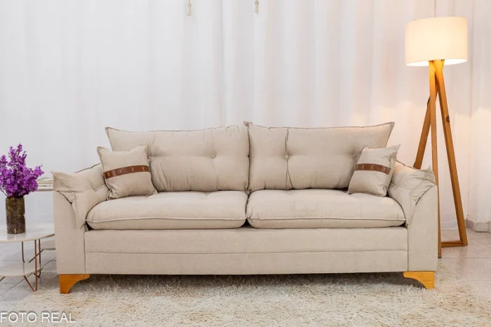 Sofá 3 lugares Creta 2.00m – Cinza ou bege Linho-lord-rufer - Imagem 8