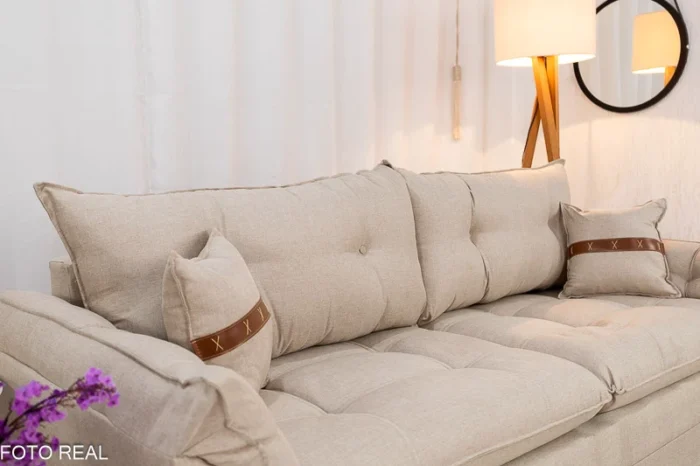 Sofá 3 lugares Creta 2.00m – Cinza ou bege Linho-lord-rufer - Imagem 9