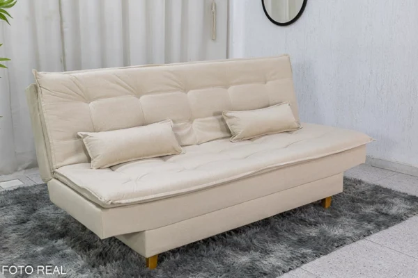 Sofá Cama Premium Linho Bege 2305 Larg. 1.80m-rufer