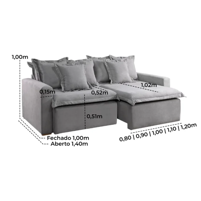 Sofá Retrátil e Cama Torino 2.10m Linho  - Sem Caixa (rf) - Imagem 10