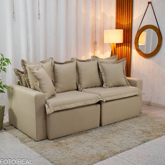 Sofá Retrátil e Cama Torino 2.10m Linho  - Sem Caixa (ruffer) - Imagem 4
