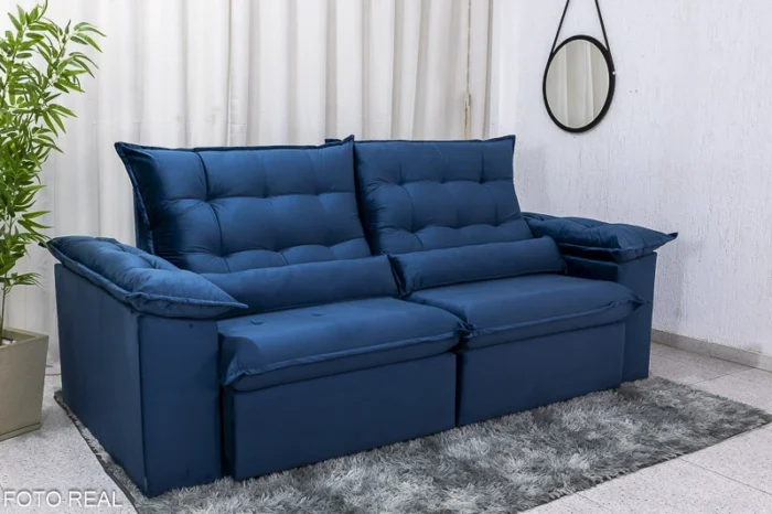 Sofá Retrátil Reclinável Emanuelly 2.00m Veludo  24 - D28 Soft e Molas bonnel (ruffer) - Imagem 11