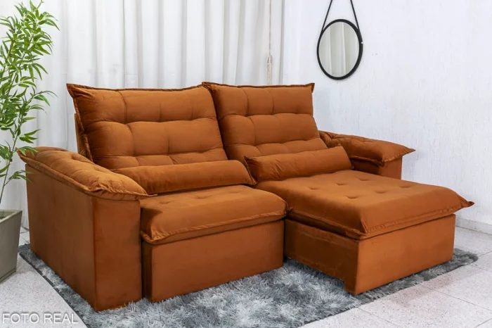 Sofá Retrátil Reclinável Emanuelly 2.00m Veludo  24 - D28 Soft e Molas bonnel (ruffer) - Imagem 15