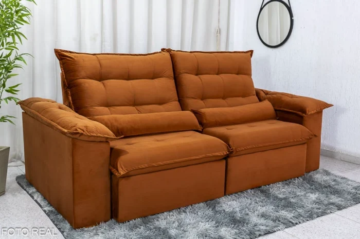 Sofá Retrátil Reclinável Emanuelly 2.00m Veludo  24 - D28 Soft e Molas bonnel (ruffer) - Imagem 16