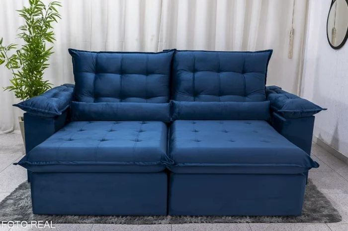 Sofá Retrátil Reclinável Emanuelly 2.30m Veludo(rufer) - Imagem 4