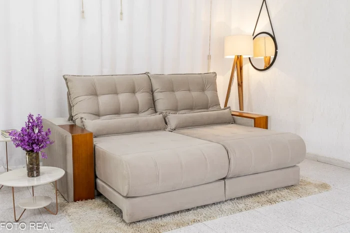 Sofá Retrátil Reclinável Gênova 2.30m Veludo  815 - Molas Ensacadas(rufer) - Imagem 2