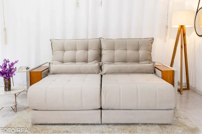 Sofá Retrátil Reclinável Gênova 2.30m Veludo  815 - Molas Ensacadas(rufer) - Imagem 4