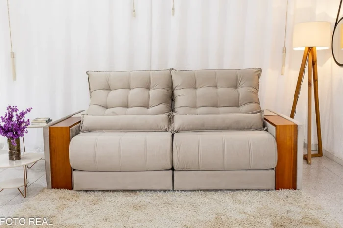 Sofá Retrátil Reclinável Gênova 2.30m Veludo  815 - Molas Ensacadas(rufer) - Imagem 5