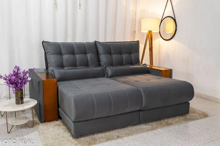 Sofá Retrátil Reclinável Gênova 2.30m Veludo  815 - Molas Ensacadas(rufer) - Imagem 7