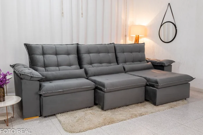 Sofá Retrátil Reclinável Emanuelly 3.20m Veludo cinza 03 - D28 Soft -rufer (cópia) - Imagem 32