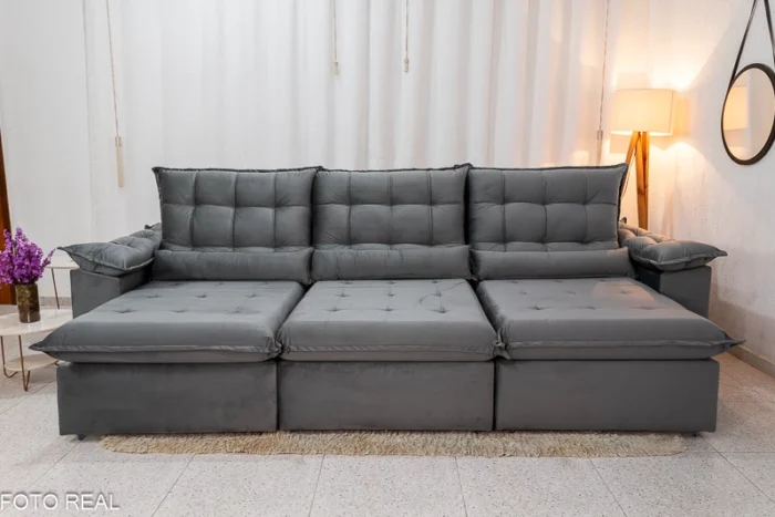 Sofá Retrátil Reclinável Emanuelly 3.20m Veludo cinza 03 - D28 Soft -rufer (cópia) - Imagem 37
