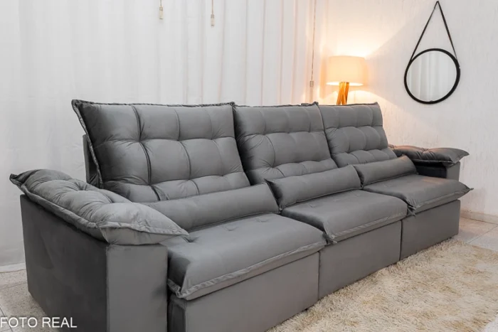 Sofá Retrátil Reclinável Emanuelly 3.20m Veludo cinza 03 - D28 Soft -rufer (cópia) - Imagem 36