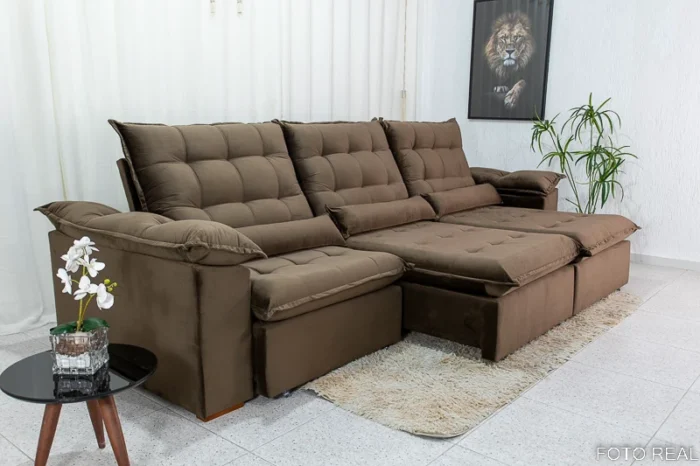 Sofá Retrátil Reclinável Emanuelly 3.20m Veludo marrom 03 - D28 Soft -rufer - Imagem 29